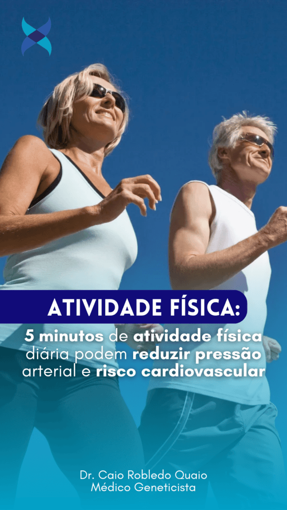 Cinco minutos de atividade física diária podem reduzir pressão arterial e risco cardiovascular