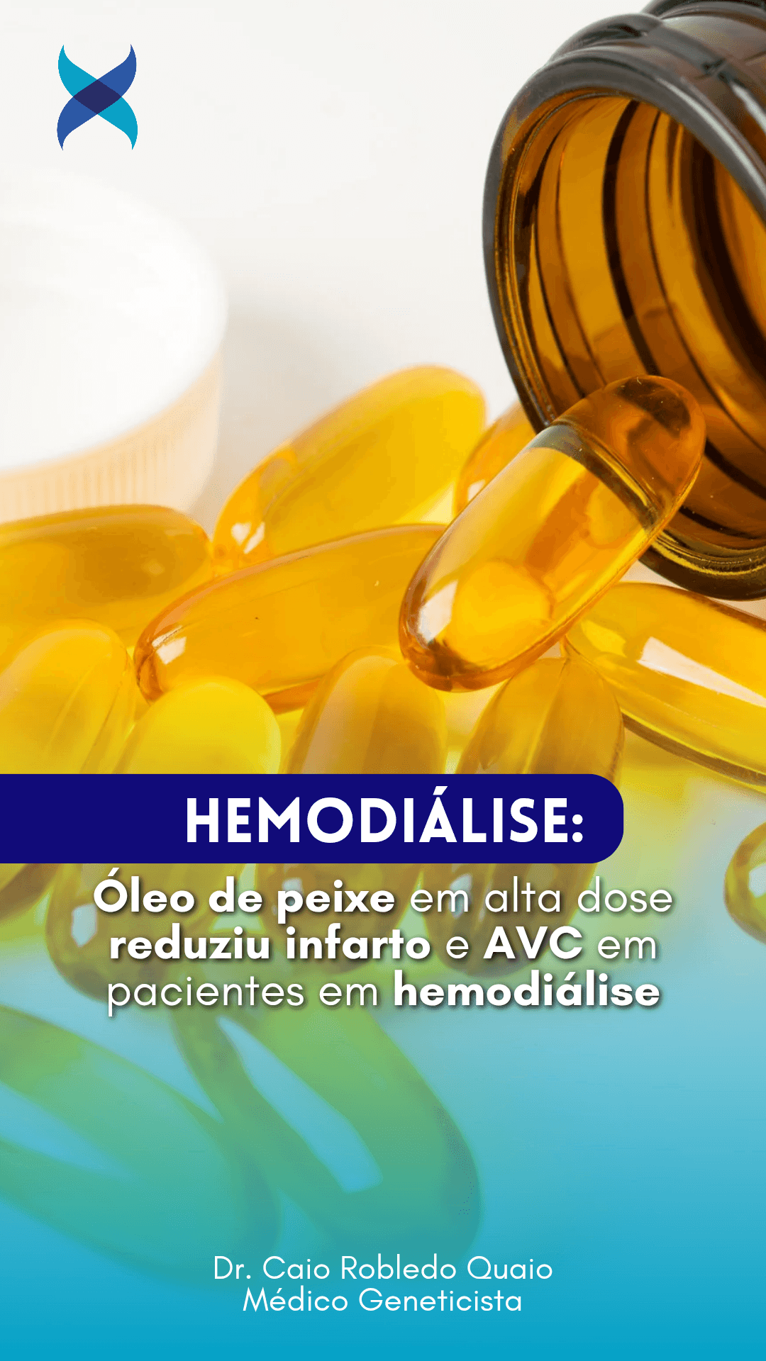óleo de peixe em hemodiálise reduziu infarto e AVC.